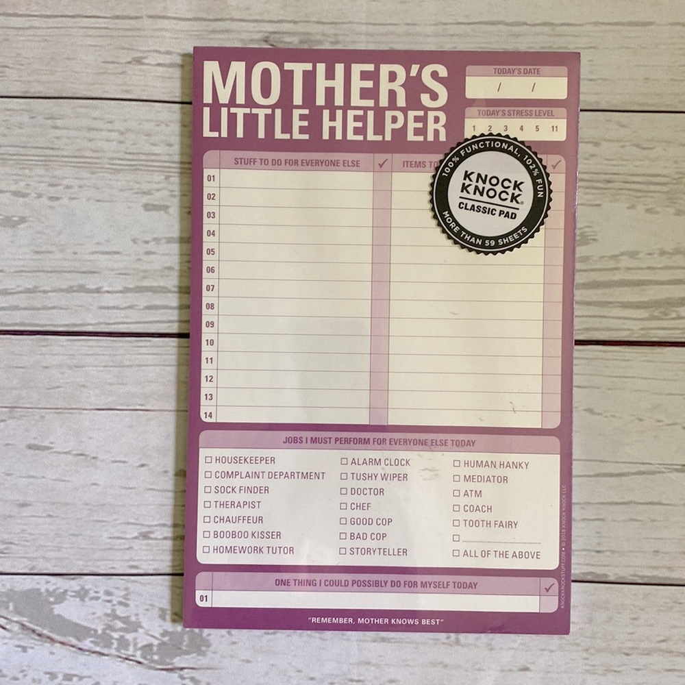 New in Package Knock Knock Classic Paper Note Pad Mother’s Little Helper